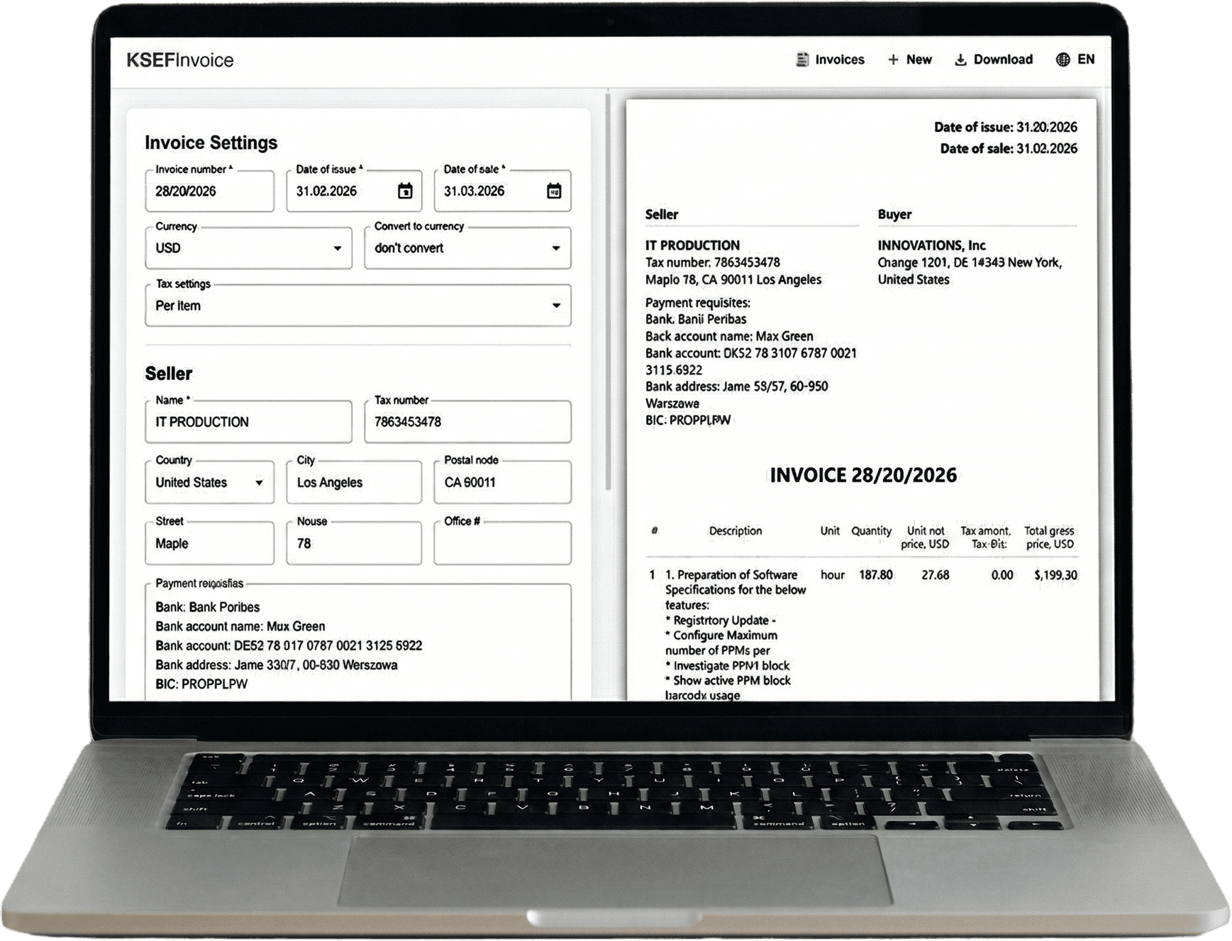 Invoice Builder Live Preview Interface